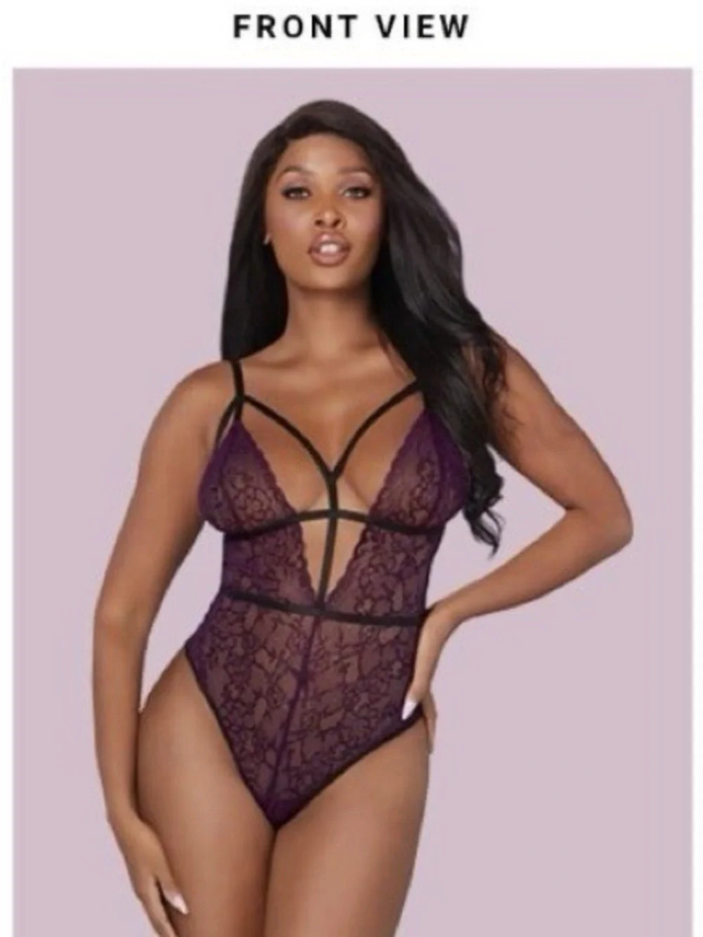 NEW Strappy G-String Bodysuit - Burgundy/Black